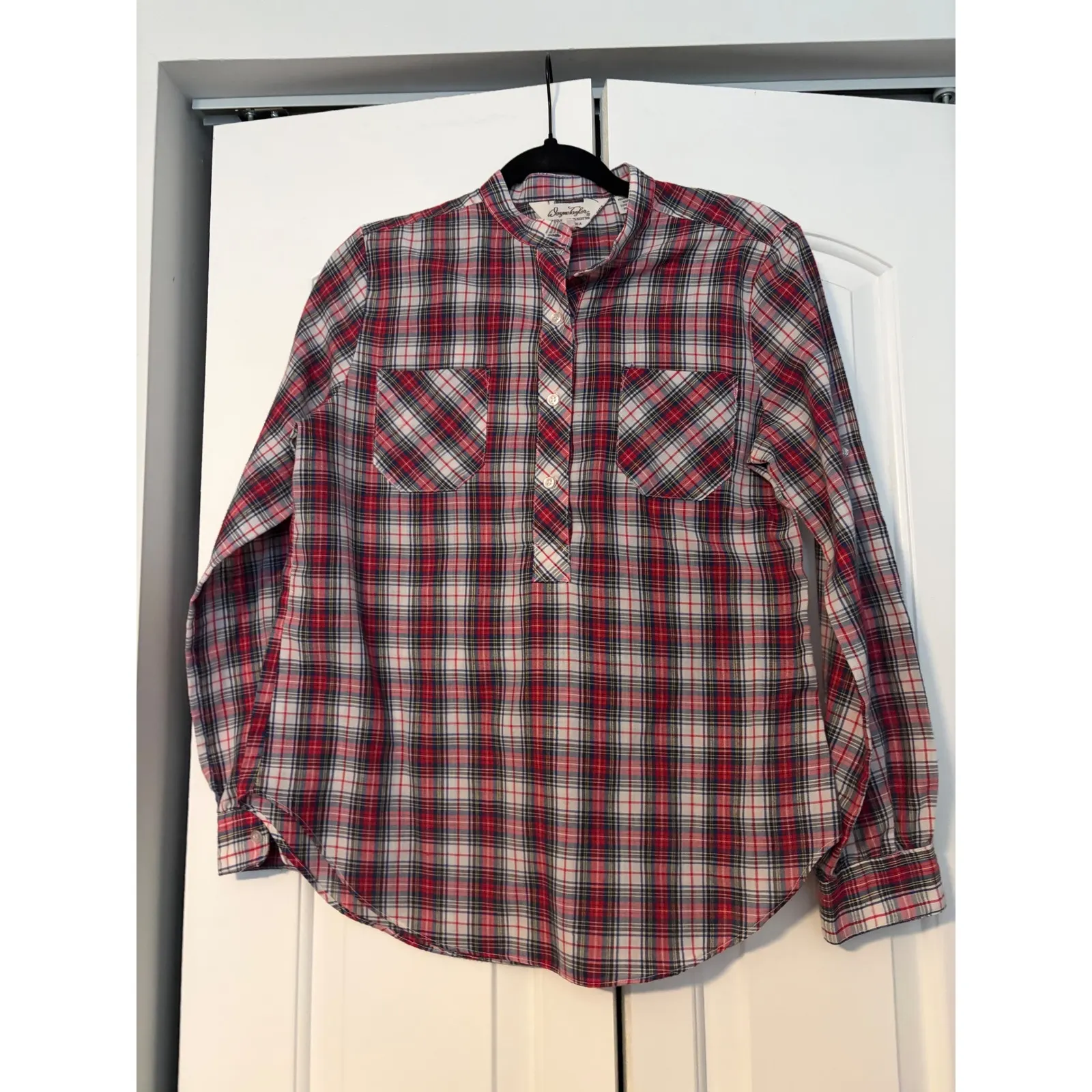 Davy Taylor Women's Plaid Long Sleeve Collared Shirt Size 12‎ Red Multi - Image 2