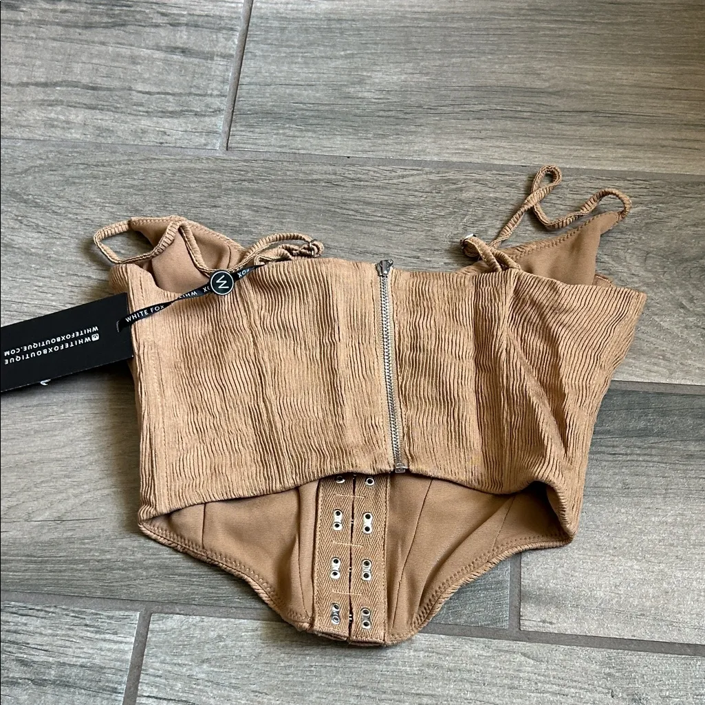 White Fox Boutique Tan Corset Top - Image 3