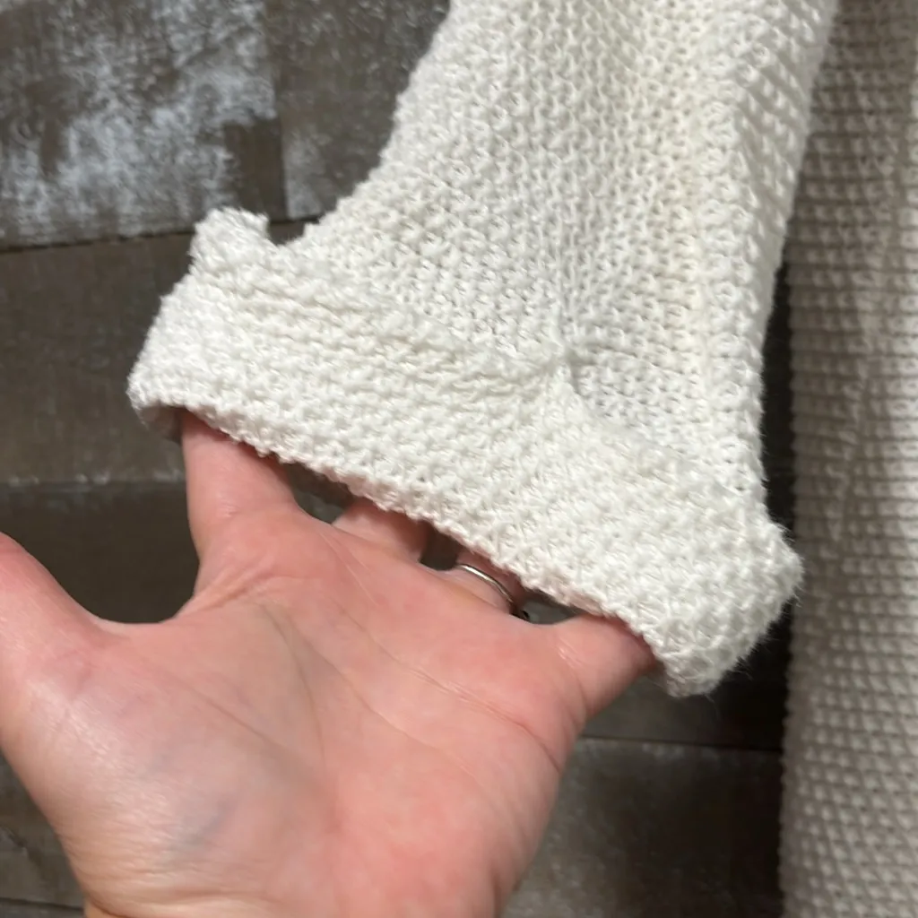 Marine Layer cream waffle open knit Cardigan size XS - Image 5