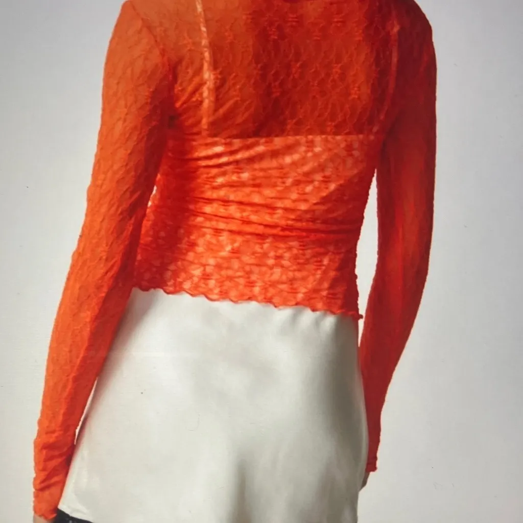Women's Orange sheer floral Lace Top NWOT Size undefined - Image 3