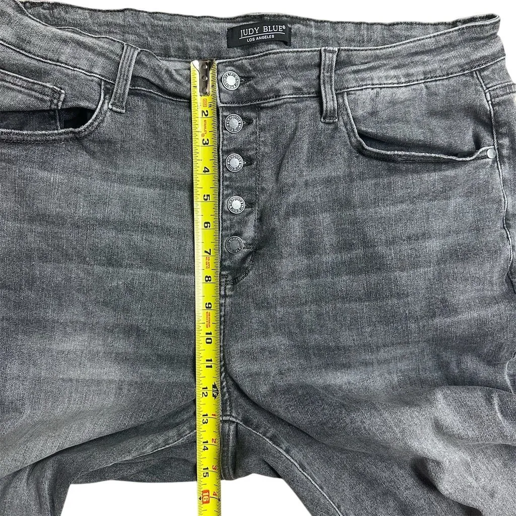Judy Blue Women's Plus 22W High Waisted Cuffed Button Fly Capri Jeans Grey - Image 10