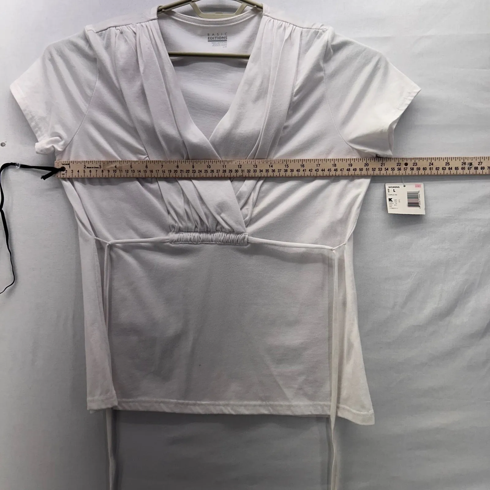 Basic Editions White Baby Doll Top‎ Large - Image 8