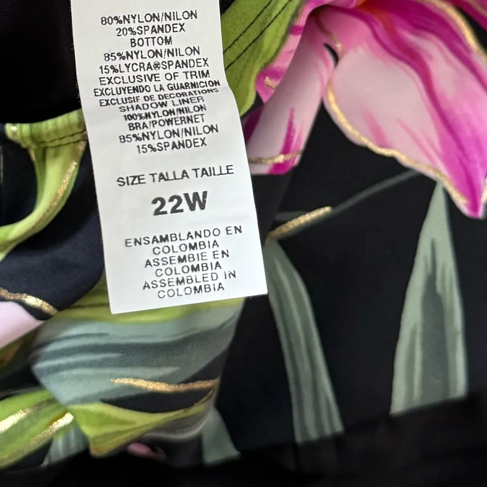 Longitude Swimdress One Piece Swimsuit Swim Dress Tropical Floral 22W - Image 6