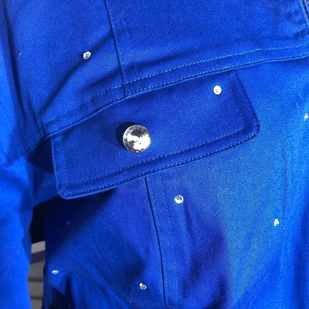 Quacker Factory Reversible Jacket Beaded Royal Blue 3X - Image 8