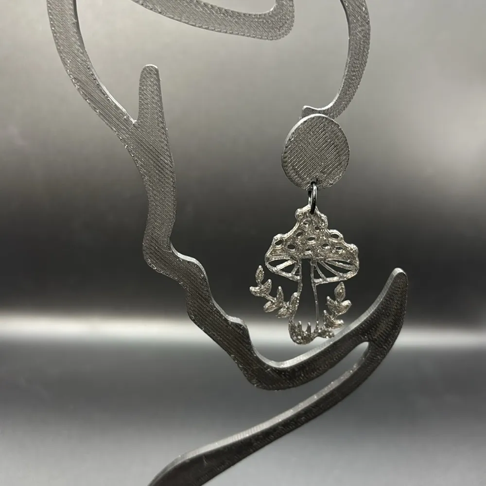 Sparkly Black Mushroom Earrings - Image 3