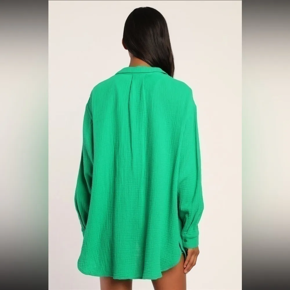 New Lulu's Easy to See Green Oversized Button Up, Small - Image 4