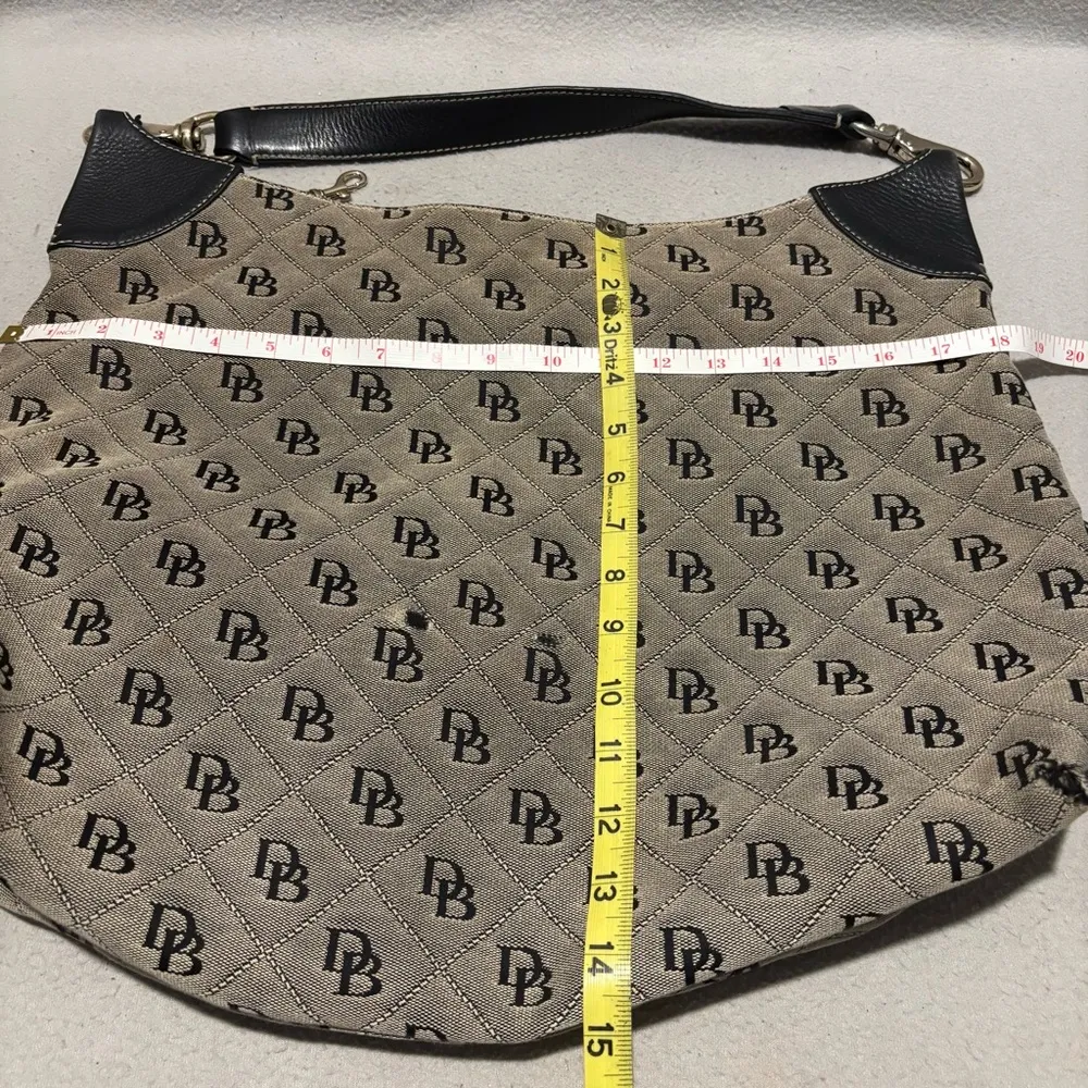 Dooney & Bourke Vintage 90's Black Grey Large Tote Monogram Signature Canvas - Image 3