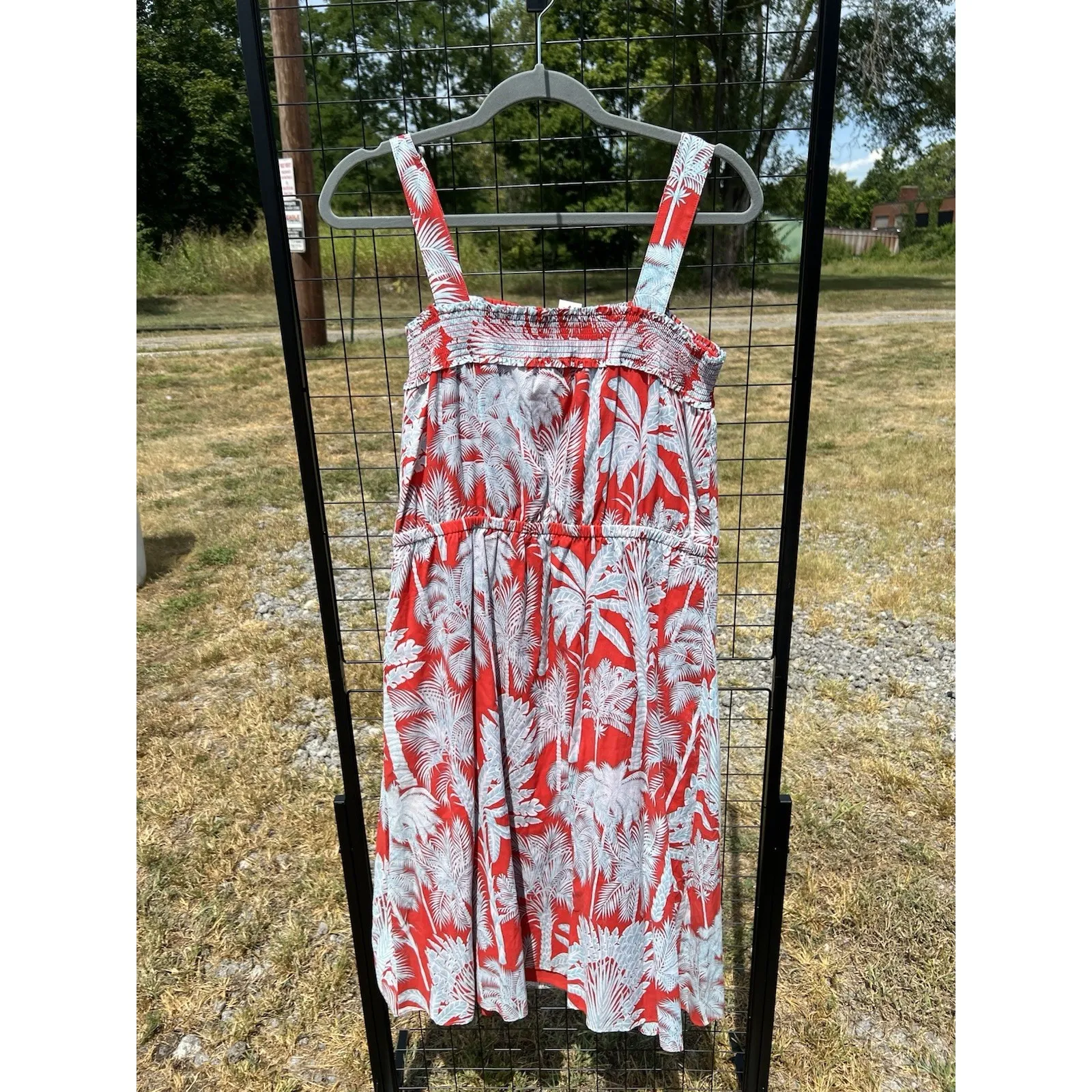 Talbots Womens Oasis Palm Voile Fit & Flare Lightweight Cotton Dress Sz‎ 12P NWT - Image 3