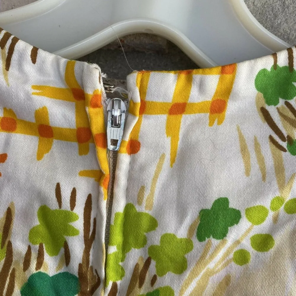 Vintage 60’s Liberty Circle Orange Yellow Floral Sleeveless Dress Belted Size undefined - Image 5