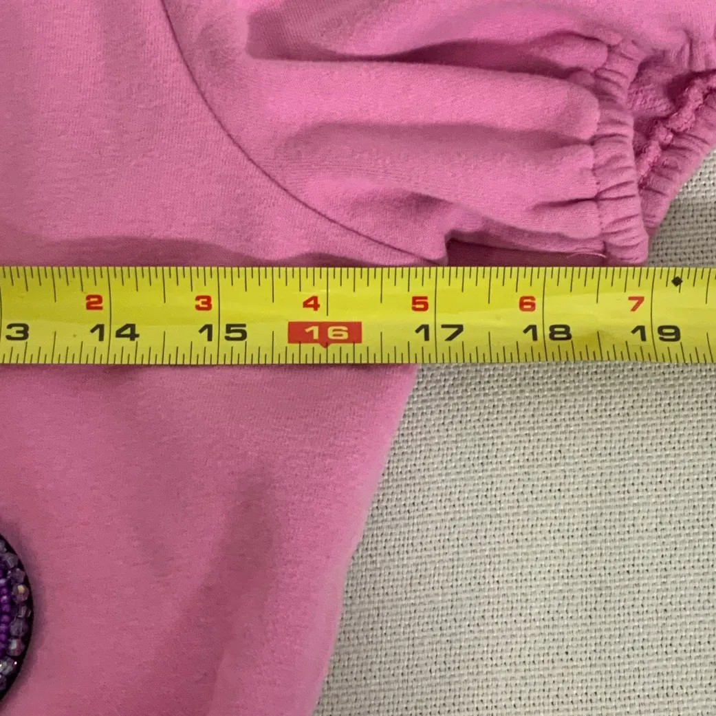 Queen of Sparkles 3D Beaded Smiley Poof Bubble Crop Top pink small - Image 6