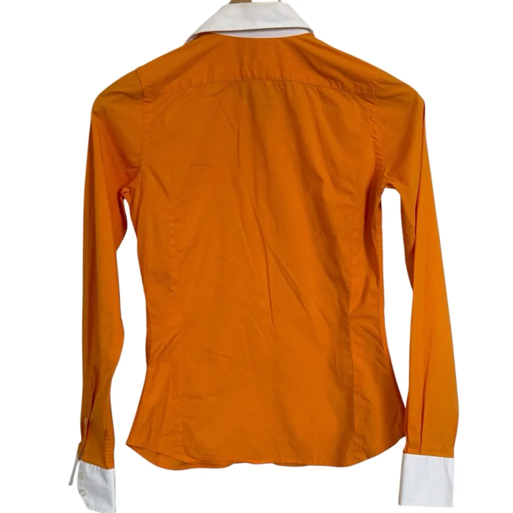 Vintage Lacoste Orange Button Front Blouse Shirt Women's Size 34 - Image 2