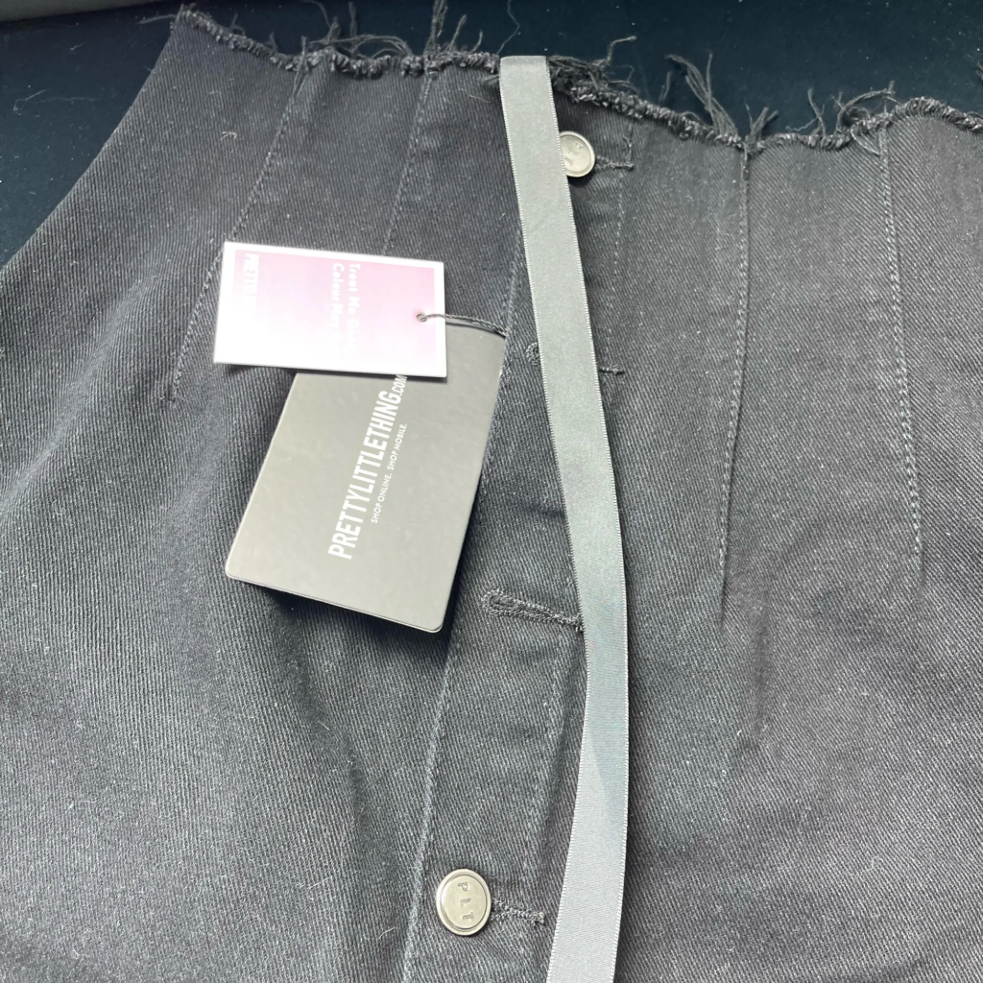 NWT PLT HIGH RISE BLACK DENIM BUTTON FRONT MIDI SKIRT 4 - Image 6