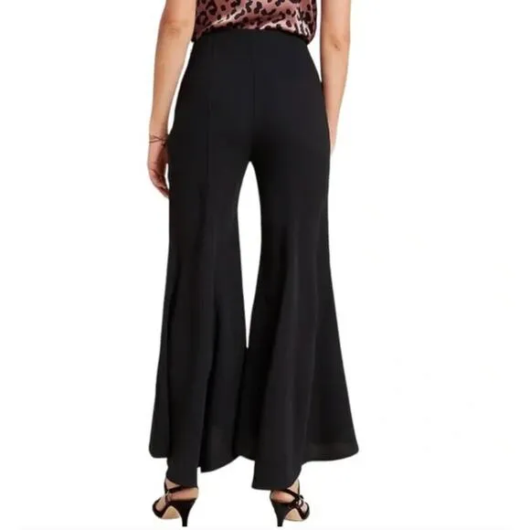 Anthropologie Zinnia Flare Trousers Tulip‎ Hem Black Dress Pants Size 6 NWT - Image 2