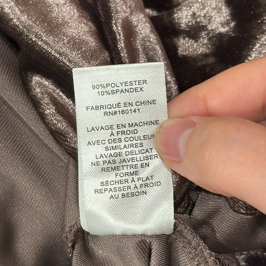 89th & Madison Women’s Collared Button Down Crushed Velvet Shirt in Iron size M Brown Size M - Image 10