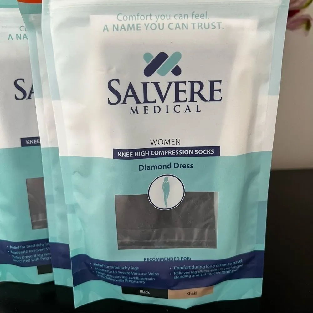 SALVERE WOMEN'S DIAMOND, 3 PAIR KNEE HIGH,‎ COMPRESSION - Image 2