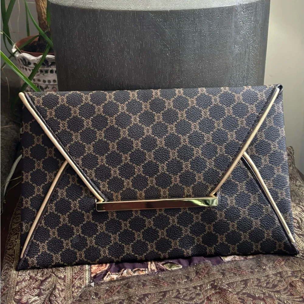 Beautiful PU leather clutch large envelope pouch Brown - Image 5