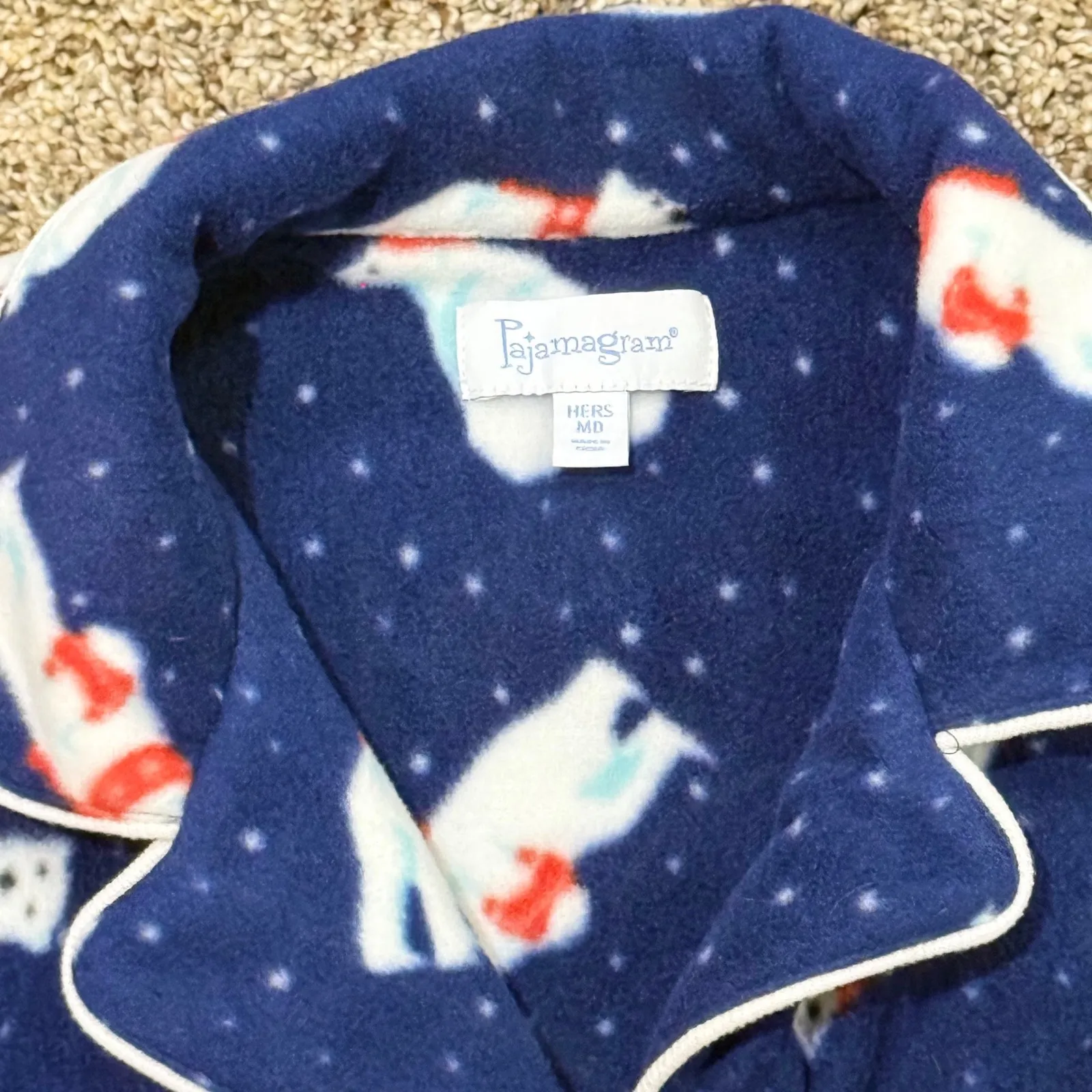 Pajamagram Women's Fleece Pajama Set Polar Bear Print Blue Size Medium - Image 7