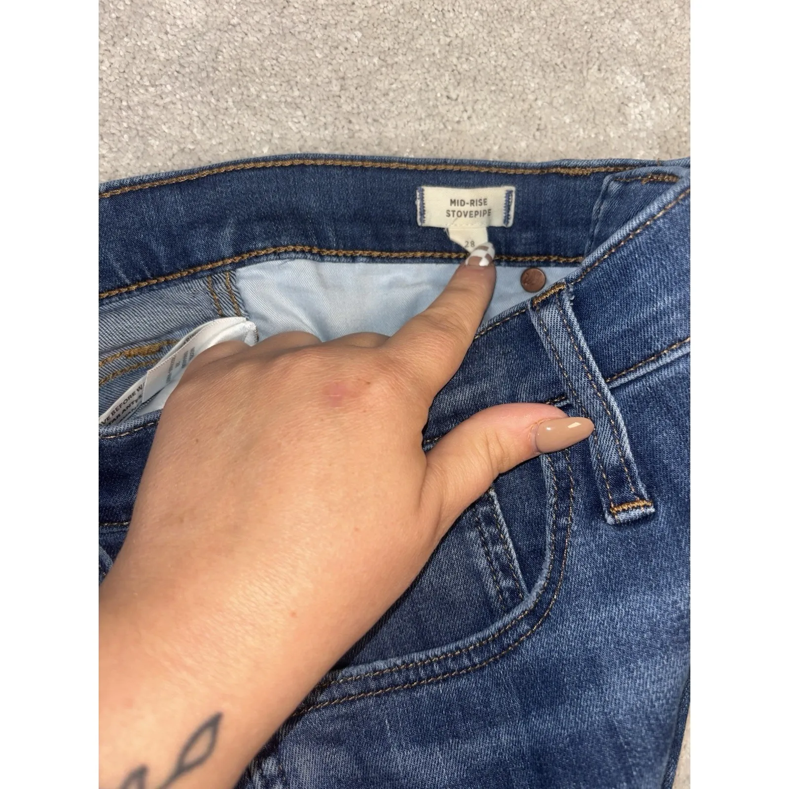 Madewell‎ Jeans Women 28 Mid Rise Stovepipe Leman Wash Tencel Denim ND258 - Image 4