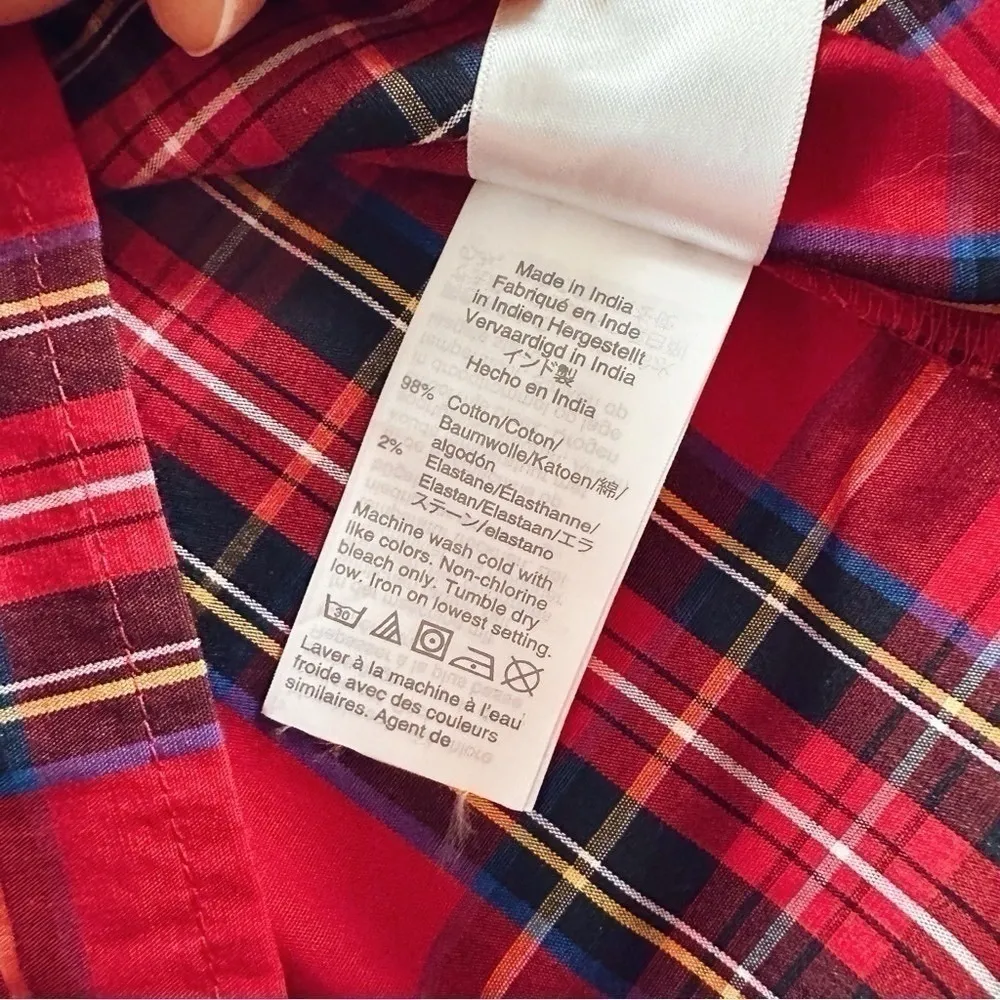 NEW J.Crew Factory Tartan Ruffle Cotton Poplin Shirt Top XXS - Image 6