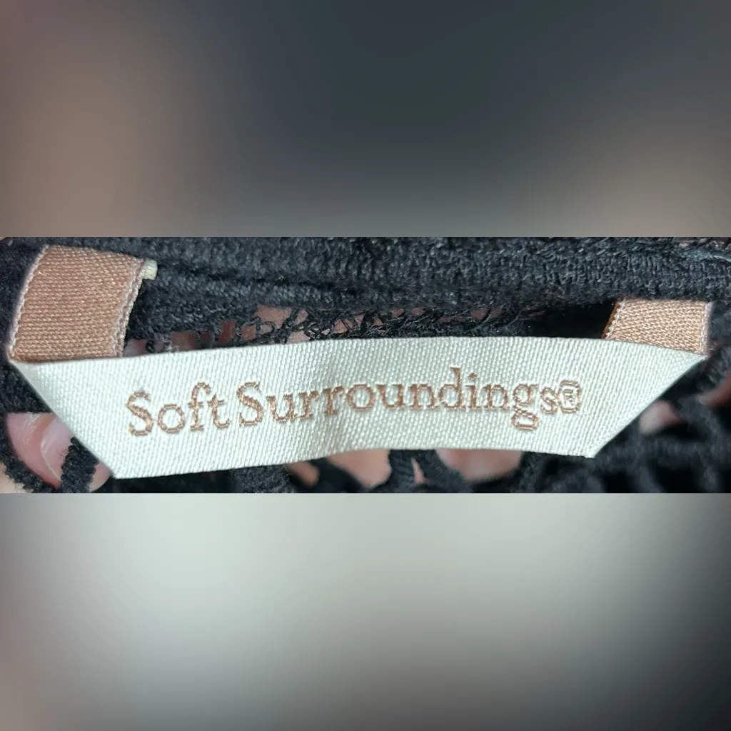 Soft Surroundings Women’s One Size Black Fringe Boho Lagenlook Poncho - Image 2