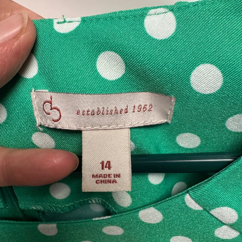Green Polka Dot Midi Dress‎ Size 14 - Image 5
