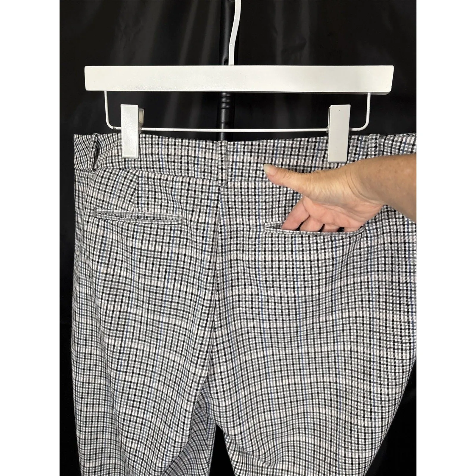 A New Day Pants Womens Size 14 Plaid Stretch Flat Front Mid Rise Tapered Leg - Image 7