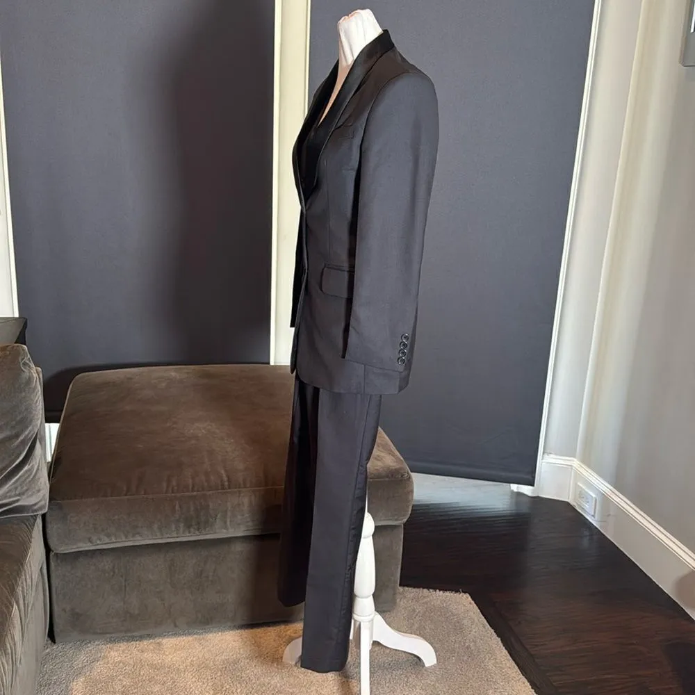 Women’s Dark Gray Slim Fit 3 Piece Formal Tuxedo Suit Shawl Lapel Size 6 NWOT - Image 4