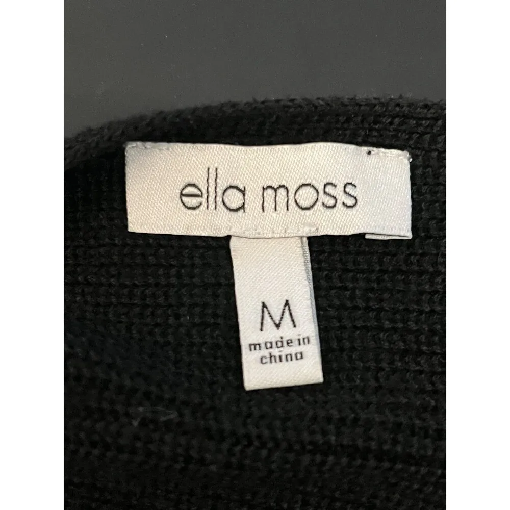 Ella Moss Sweater Womens Medium Black V Neck Textured Knit Pullover Lightweight - Image 6