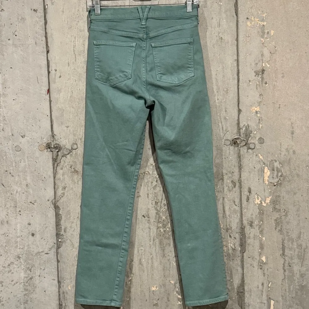 Veronica Beard 28 Teal Ryleigh Slim Straight Leg High Rise Denim Jeans Stretch - Image 3