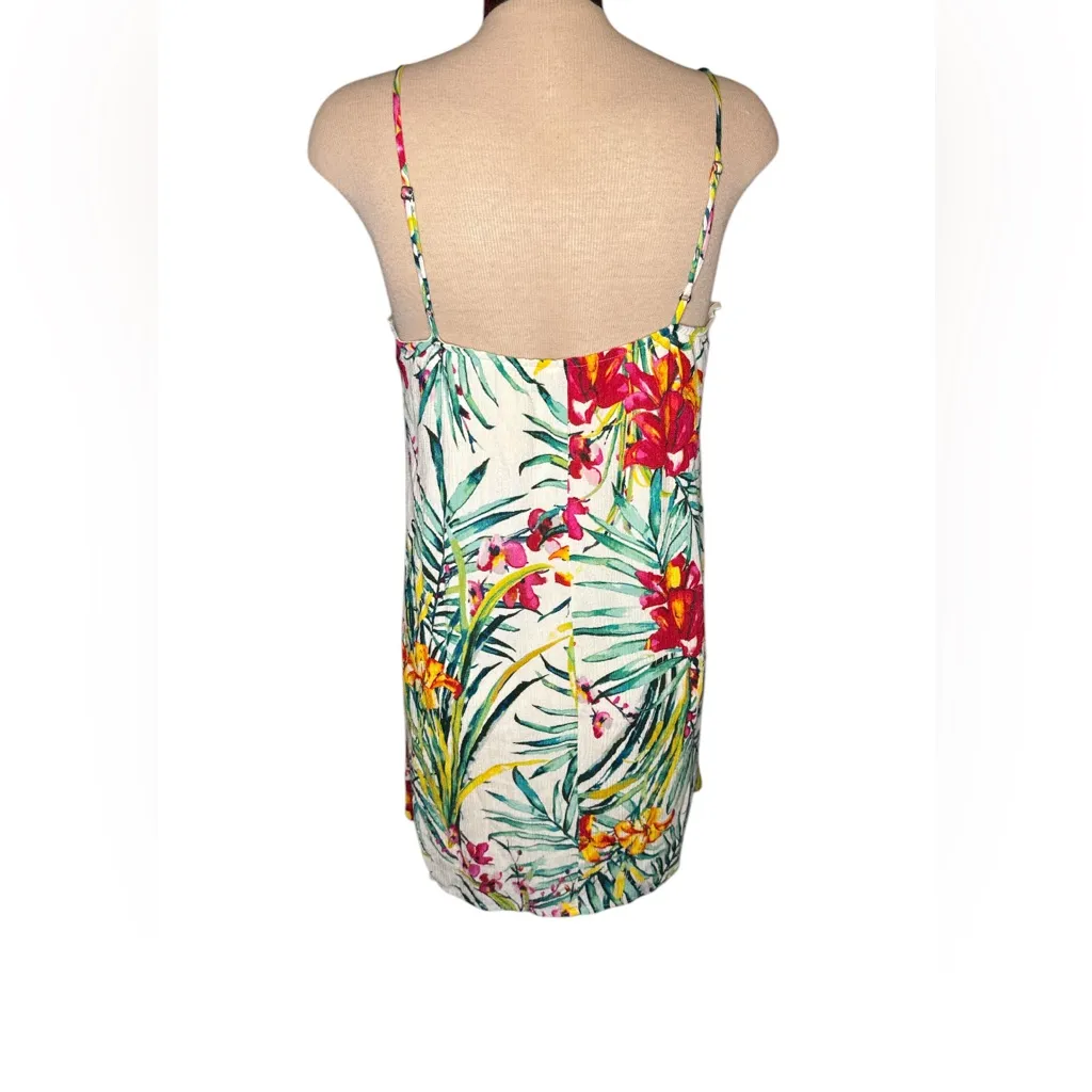 One Clothing Los‎ Angeles Tropical Print Spaghetti Strap Midi Dress Size Medium - Image 2