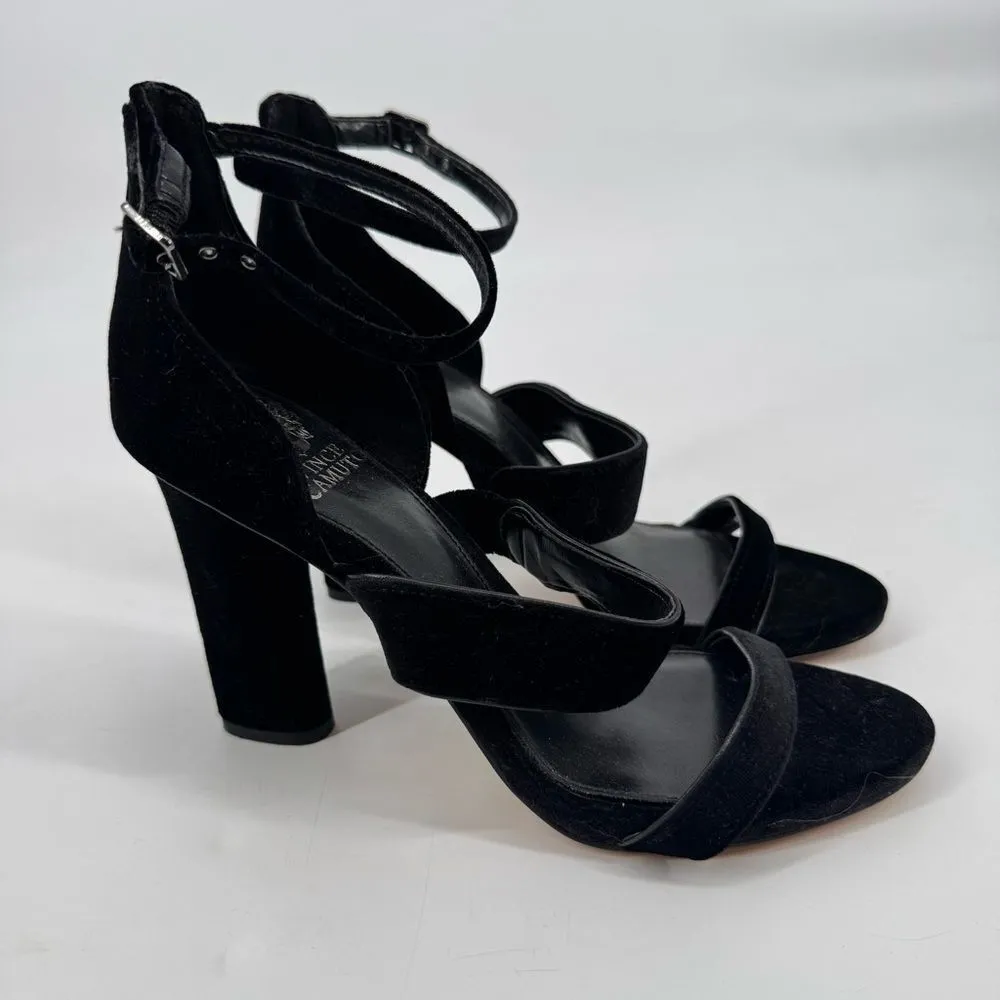 New Vince Camuto Velvet Robeka Heeled Sandal Black‎ 8.5 - Image 2