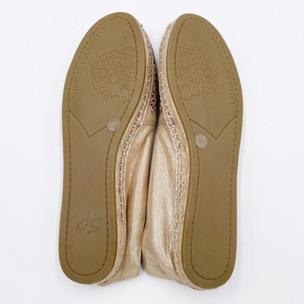 Vince Camuto Dalmi Slip On Loafers Espadrille Shoes Gold Leather Women's Size 7 - Image 9