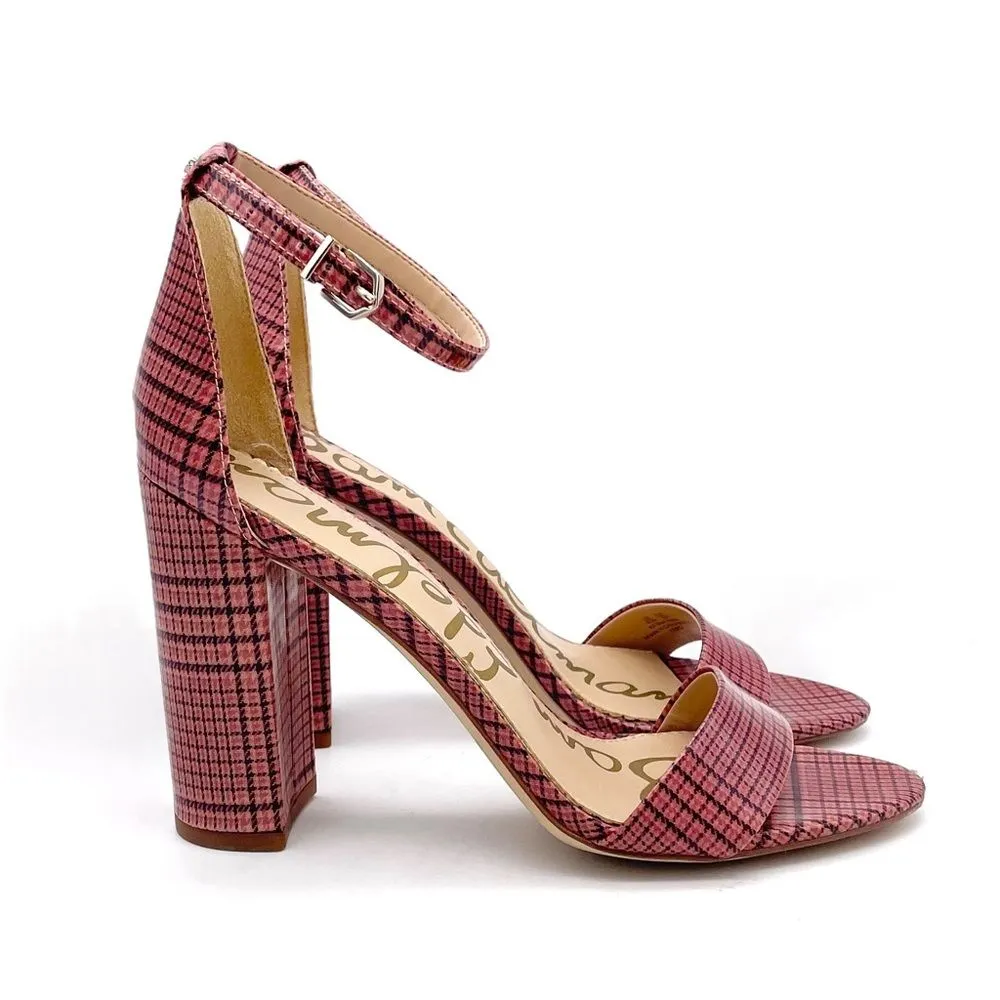 Sam Edelman Yaro Block Heel Ankle Strap Sandal Warm Pink Plaid Women’s Size 8.5 - Image 8