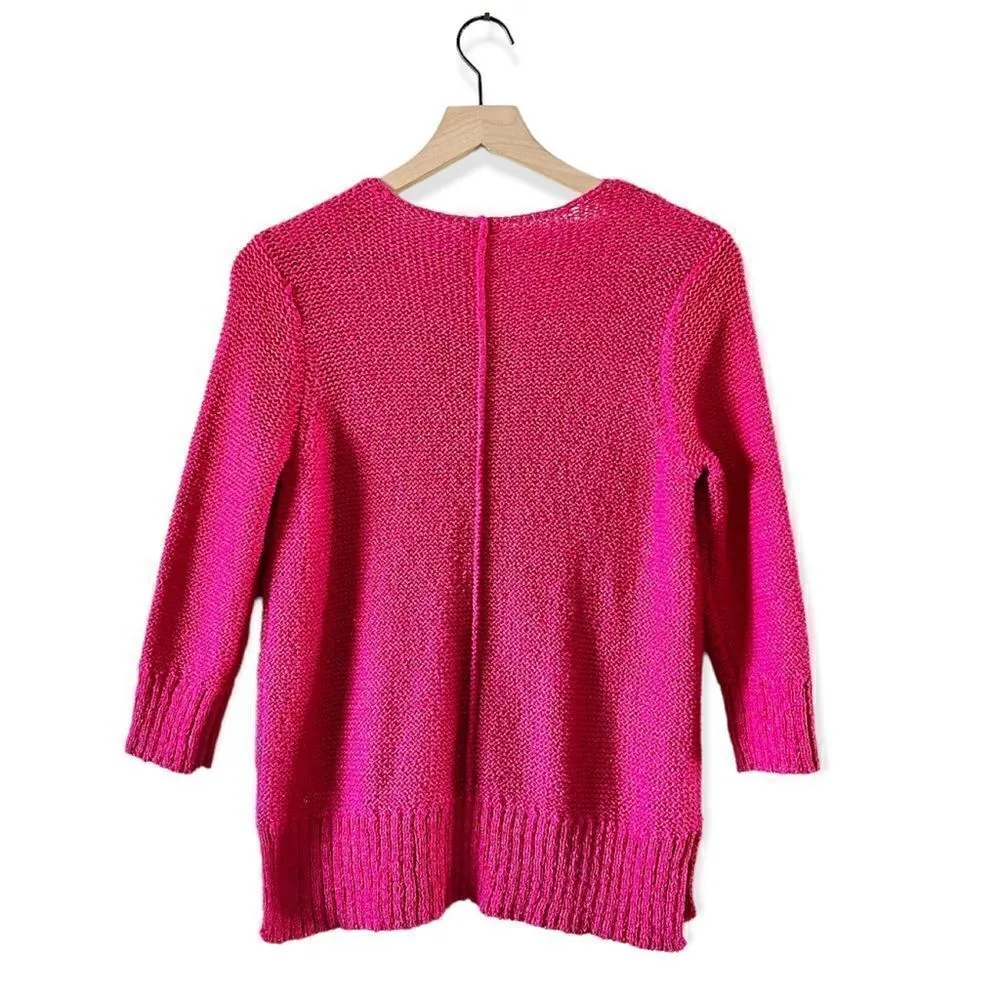 NWT Chico's Miranda V-Neck Pullover Sweater 3/4 Sleeve in Raspberry Rush Sz 0 - Image 3