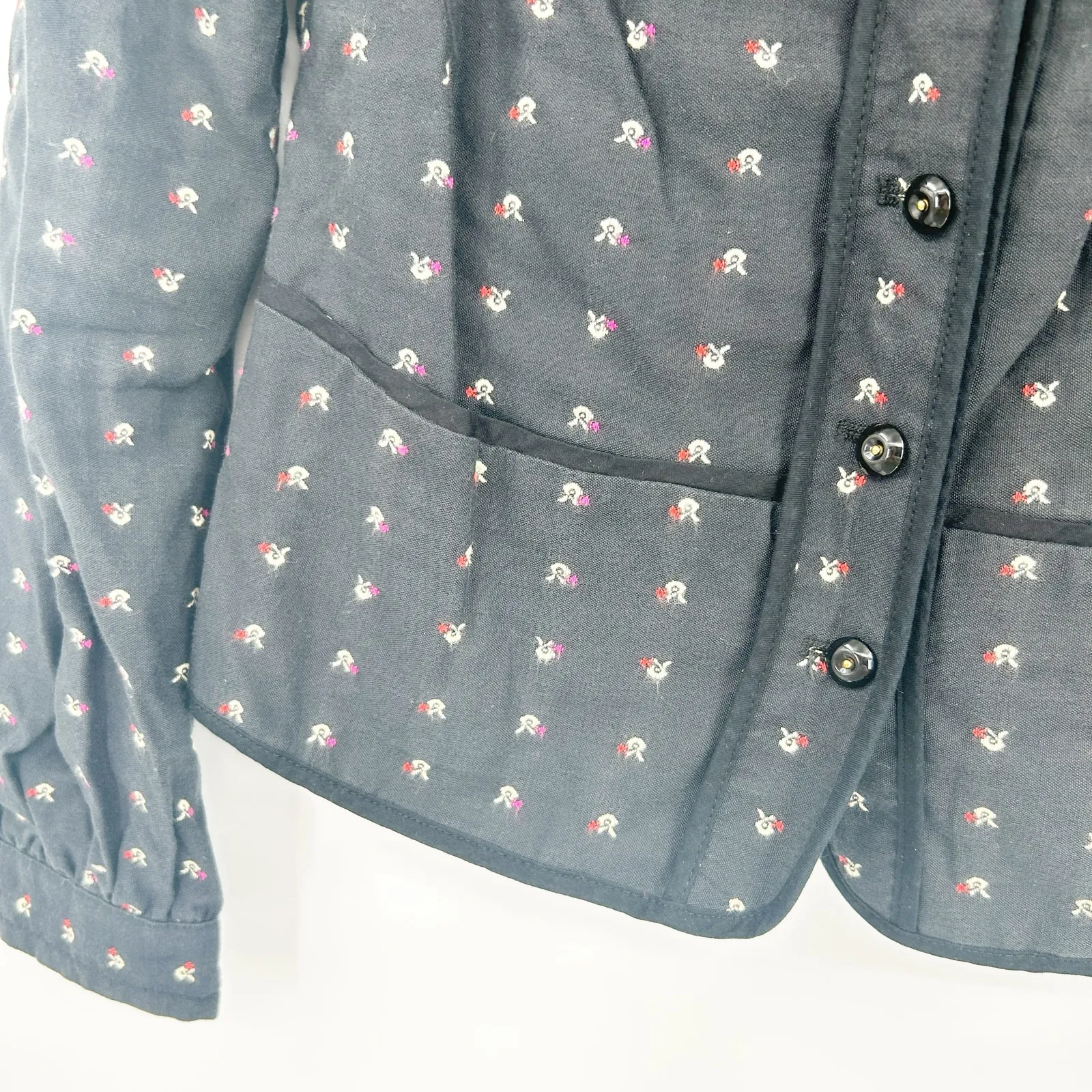 See By Chloe Womens Geometric Embroidered Wool Blend Button Down Jacket Size‎ 6 - Image 4