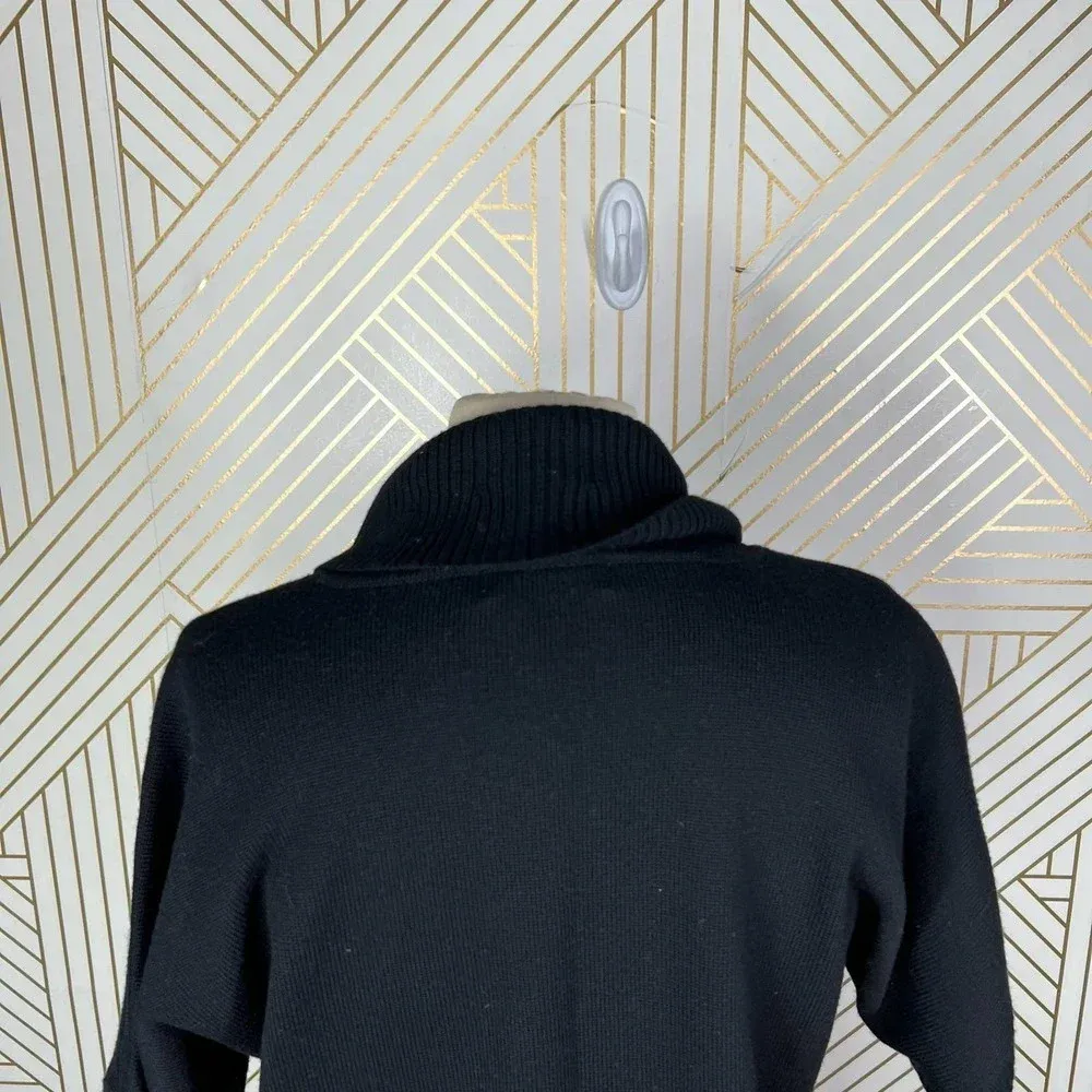 Ramy Brook‎ Black Crochet Lace Hem Wool Turtleneck Sweater Size US Medium - Image 8