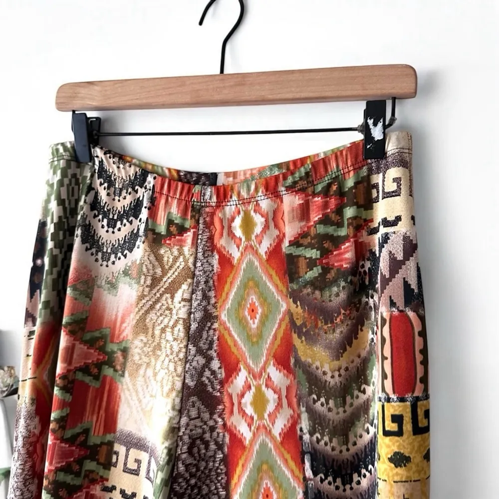 Passports Boho Wide Leg Pants M Multicolor Aztec Tribal Print USA - Image 2