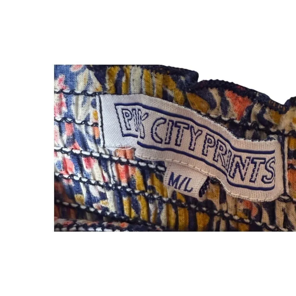 Pink City Prints Rah Rah Tiered Maxi Skirt Sz. M/L Blue Size L - Image 5