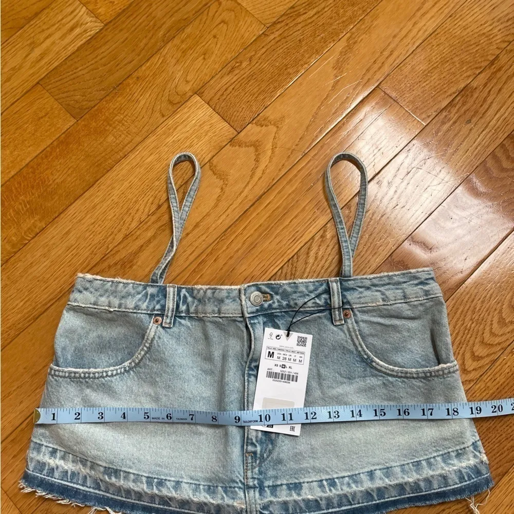 ZARA TRF DENIM SKIRT EFFECT CROP JEAN TOP Sz M - Image 11