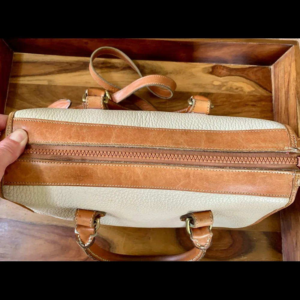 Vintage Dooney & Bourke Leather Brown & White Satchel - Image 14