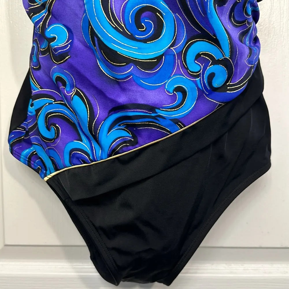 Vintage Plus Size Robby Len Purple Blue Black V - Image 5
