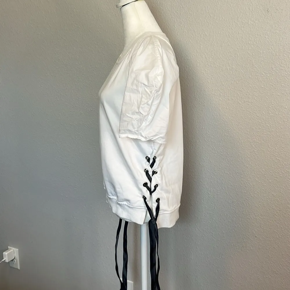 Current Air Puff Poplin Sleeve Terry Side Tie Top Size Medium - Image 6