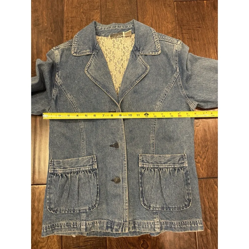 J Jill Jacket Out of The Blue Denim Blazer Chore coat Cotton Blend Small EUC - Image 9