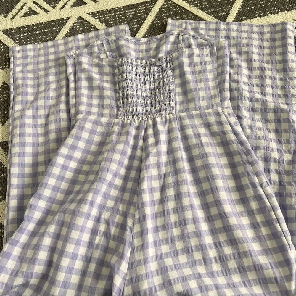 Urban outfitters lavender purple gingham strapless jumpsuit wide leg - Image 3