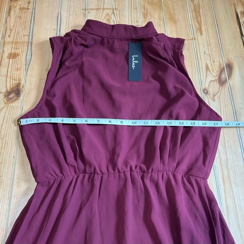 NWT Lulus Classic Elegance Plum Chiffon Sleeveless Mock Neck Maxi Dress Purple Size M - Image 7