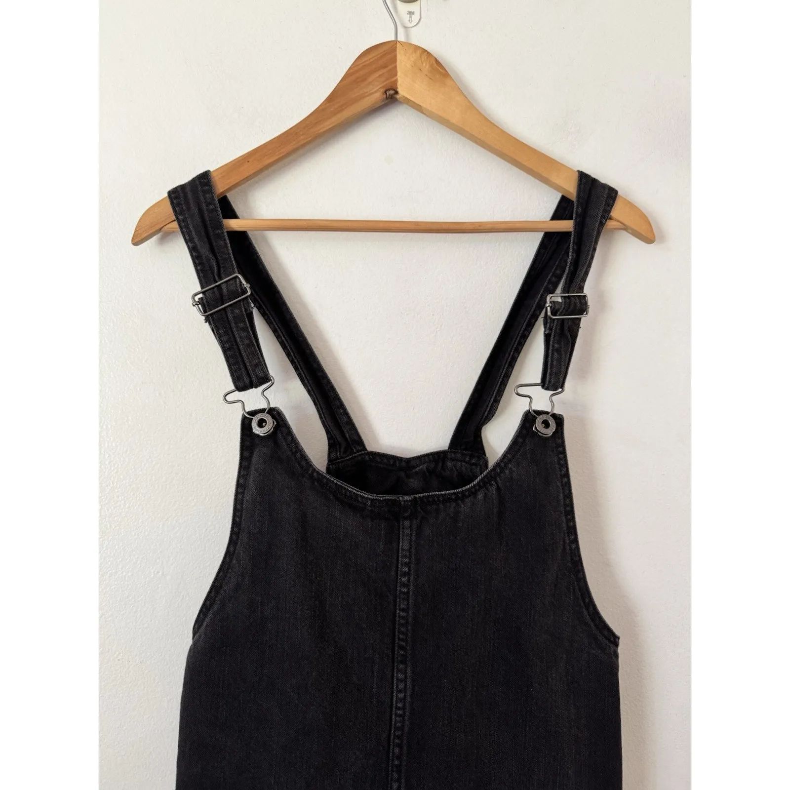 Jack Wills Black Denim Jumper Overall Mini Dress Size 6 - Image 3
