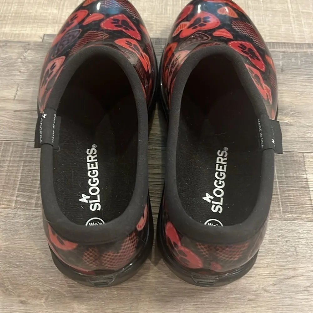 NEW Sloggers rain and garden shoe with half sizer insoles paw heart print 8 - Image 6