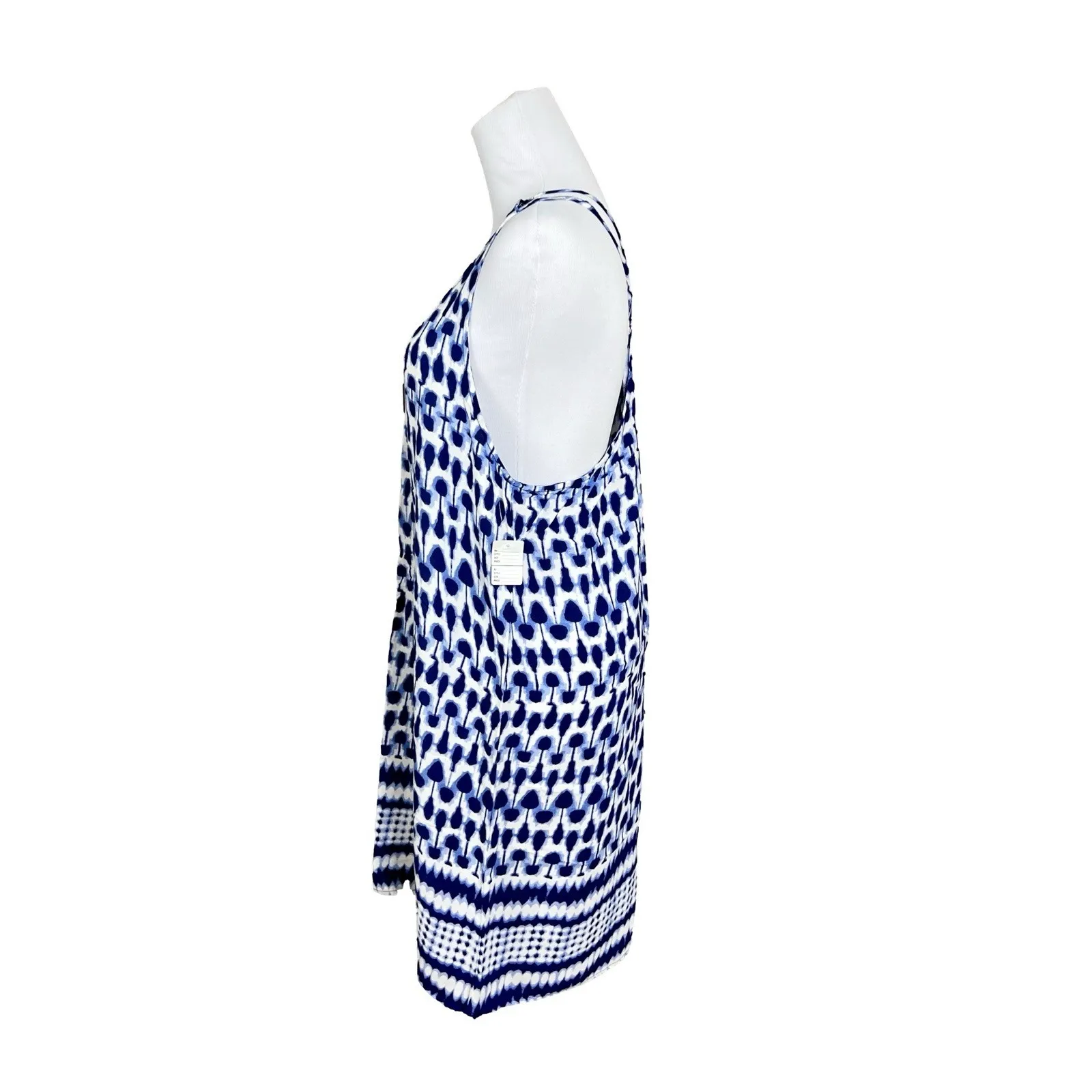 Glam Racerback Ikat Swim Coverup Dress LARGE‎ Blue White Coastal Bohemian - Image 3