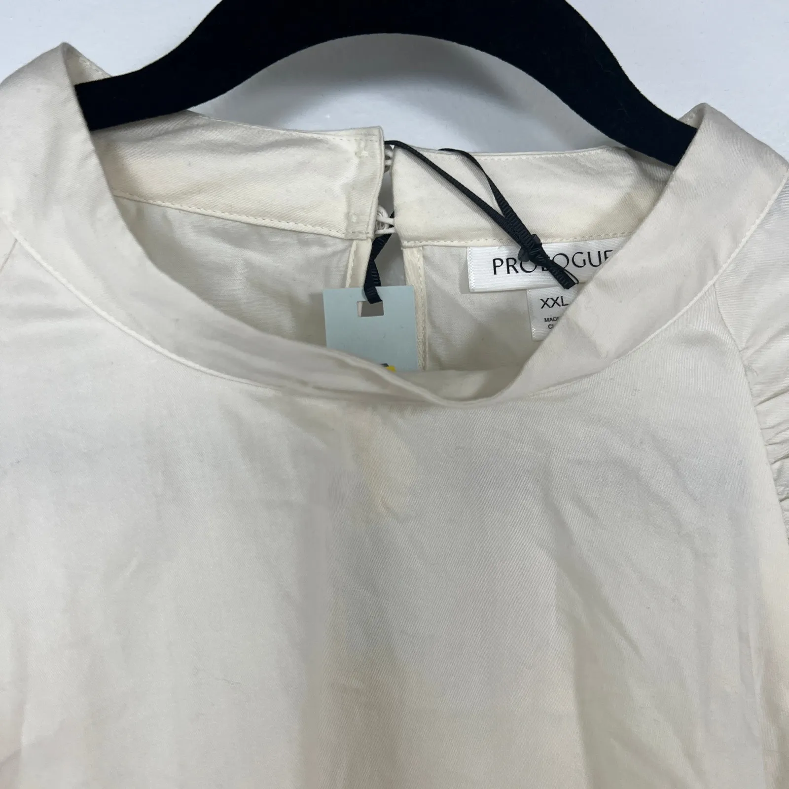 Prologue Women's Cream Raglan Twill Long Sleeve Top - Size XXL - NWT - Image 3