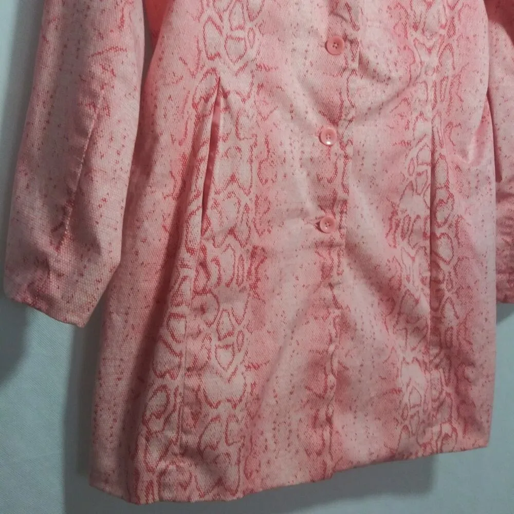 Dialogue Pink Snake Print Chic Jacket Spring Animal Print Size 10 - Image 3